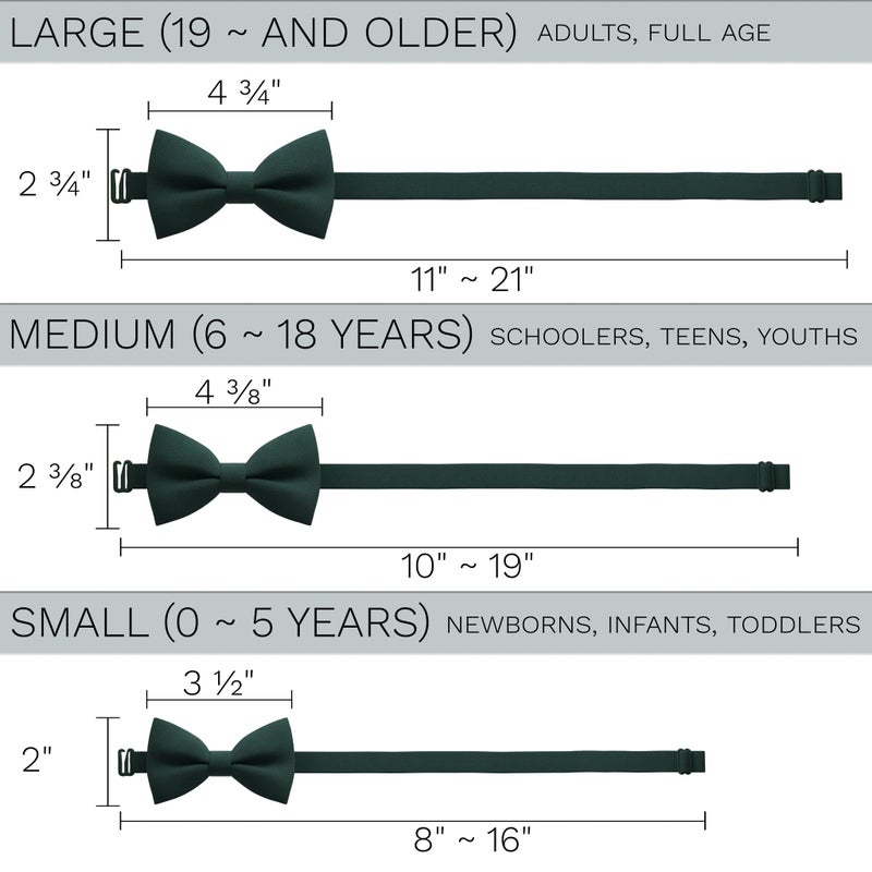 Bow Tie House Men's Classic Pre-Tied Bow Tie Formal Solid Tuxedo (Large, Dark Green) - Image 4